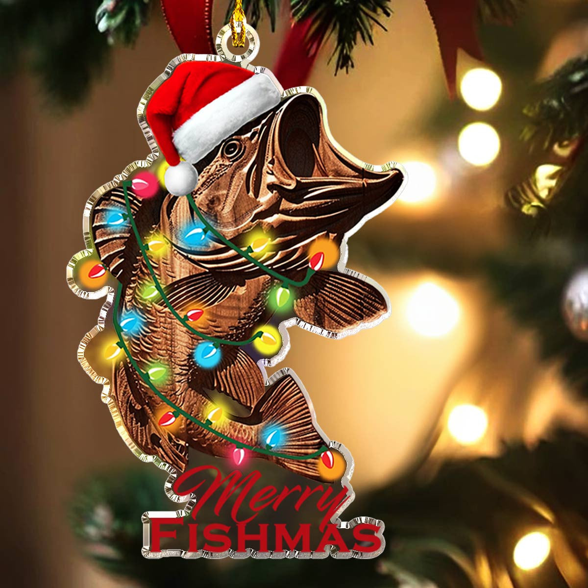 Bestchoo 2D Acrylic Ornament Stunning Merry Fishmas