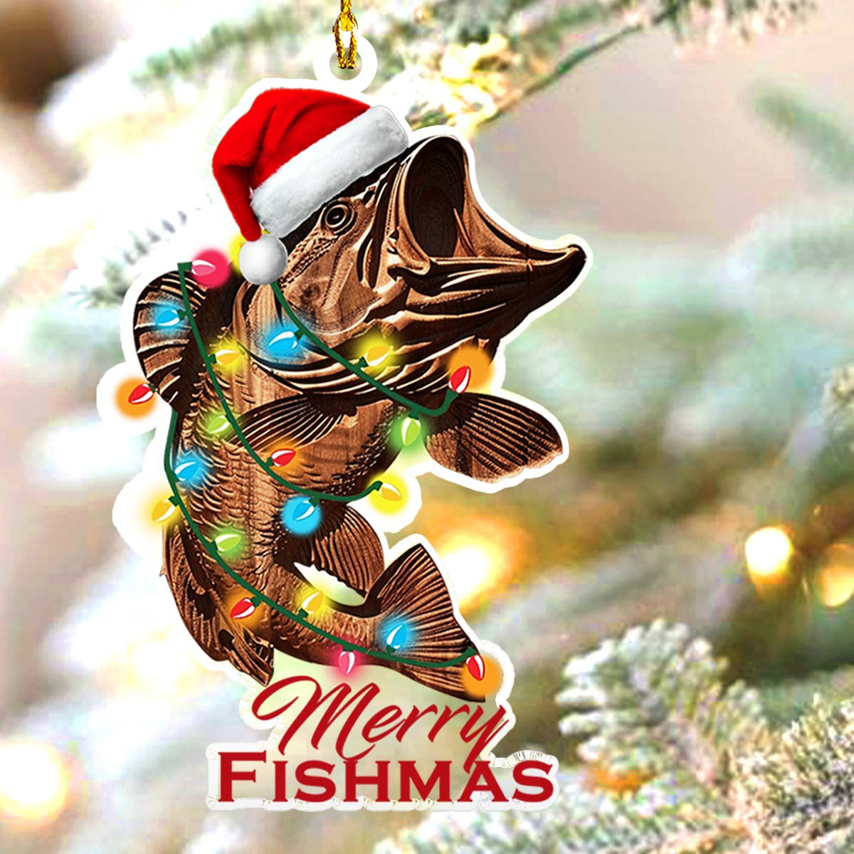 Bestchoo 2D Acrylic Ornament Stunning Merry Fishmas