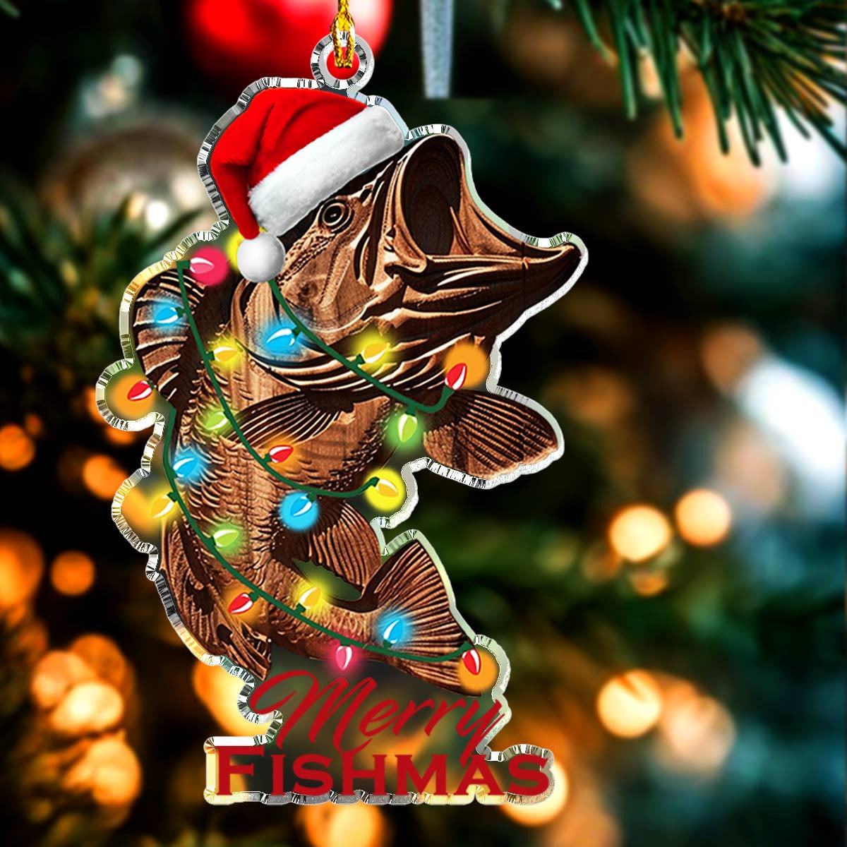 Bestchoo 2D Acrylic Ornament Stunning Merry Fishmas