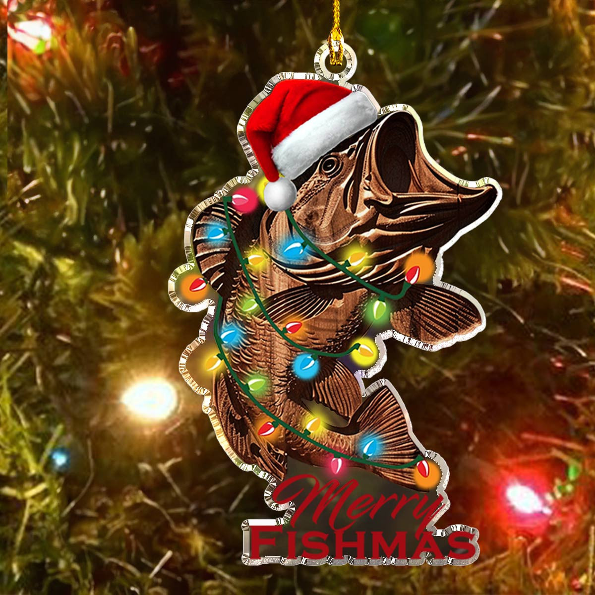 Bestchoo 2D Acrylic Ornament Stunning Merry Fishmas