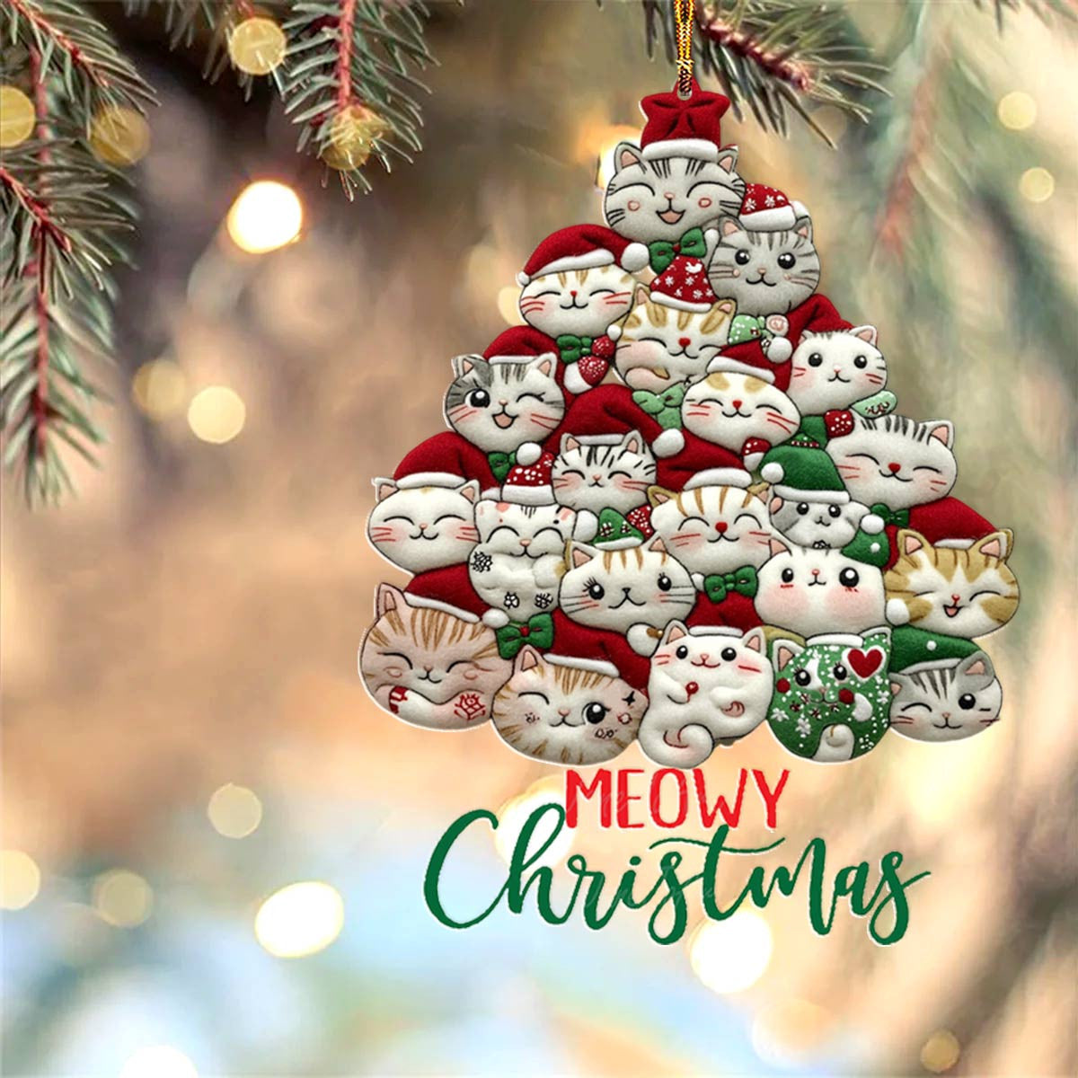 Bestchoo 2D Acrylic Ornament Meowy Christmas