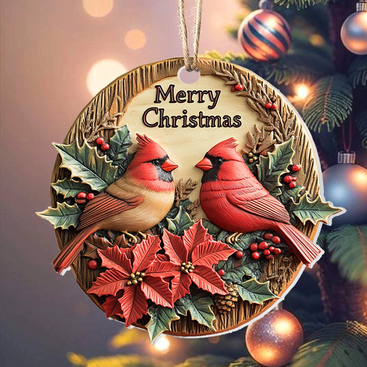Bestchoo 2D Acrylic Ornament - Cardinal Couple Christmas Charm