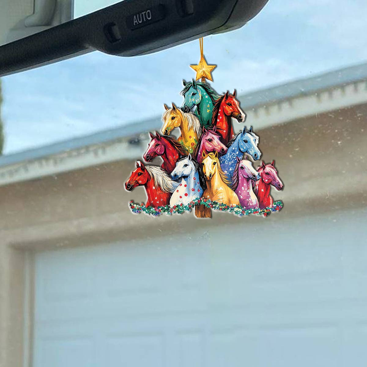 Bestchoo 2D Acrylic Ornament Gentle Merry Christmas Horses