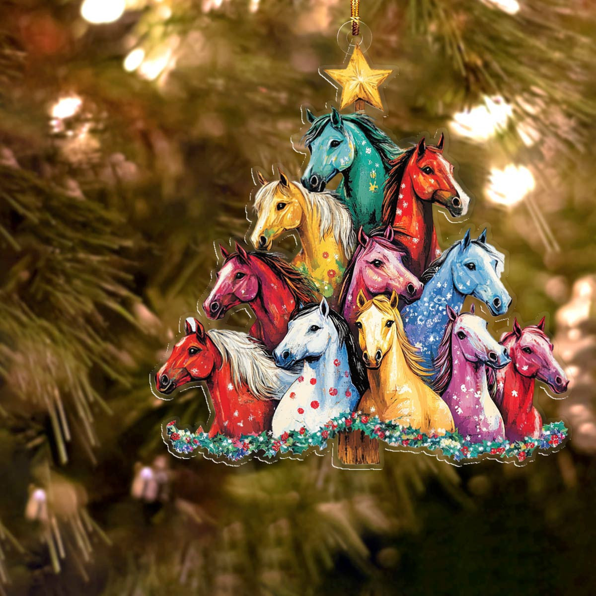 Bestchoo 2D Acrylic Ornament Gentle Merry Christmas Horses