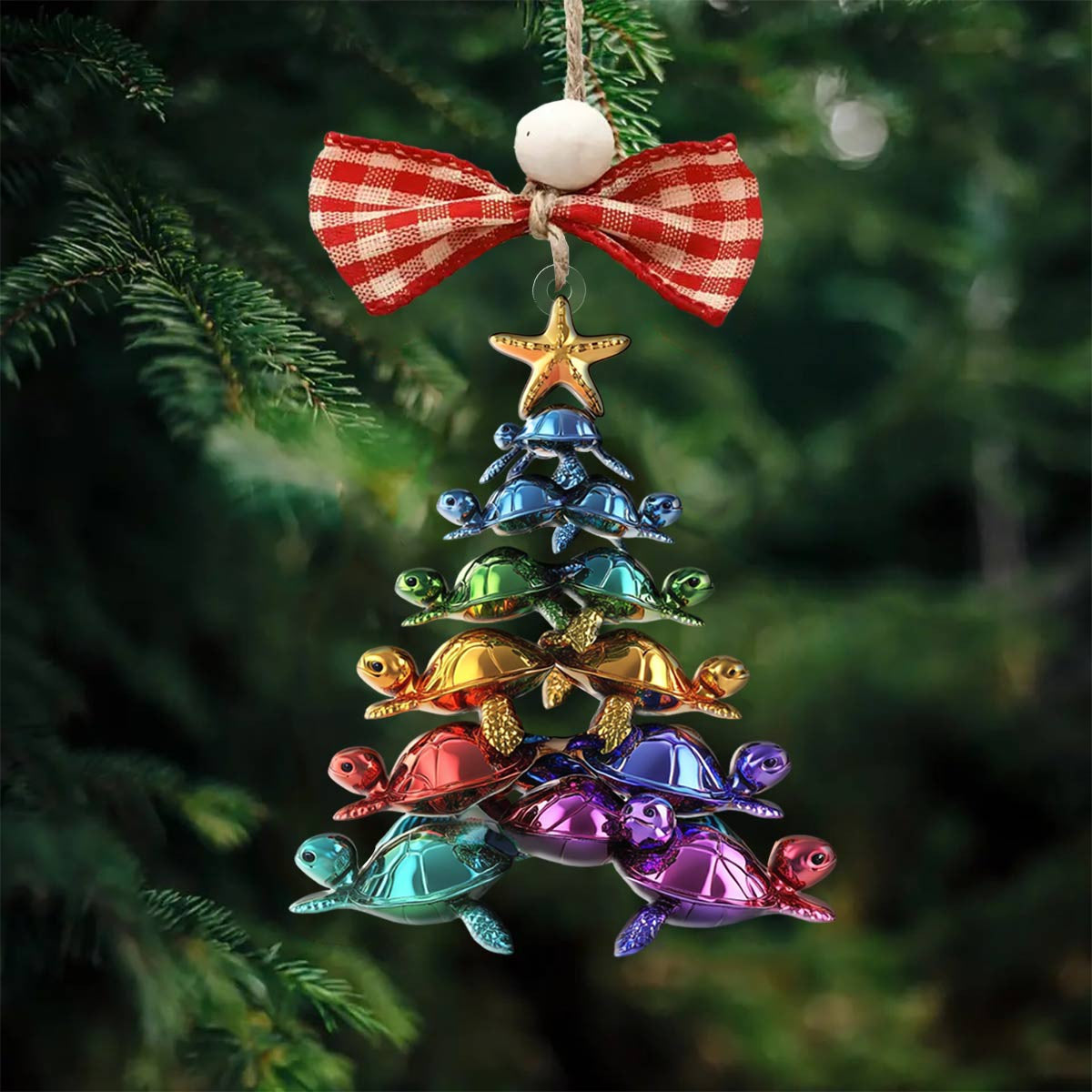 Bestchoo 2D Acrylic Ornament Cute Colorful Sea Turtles Christmas Tree
