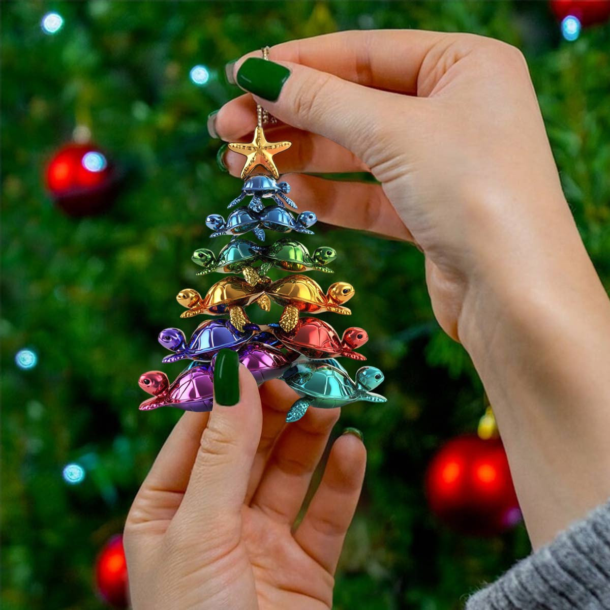 Bestchoo 2D Acrylic Ornament Cute Colorful Sea Turtles Christmas Tree