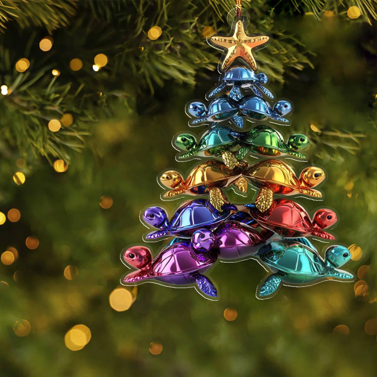 Bestchoo 2D Acrylic Ornament Cute Colorful Sea Turtles Christmas Tree