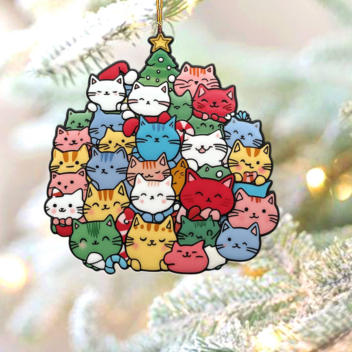 Bestchoo 2D Acrylic Ornament Cuteness Overload Cats Christmas