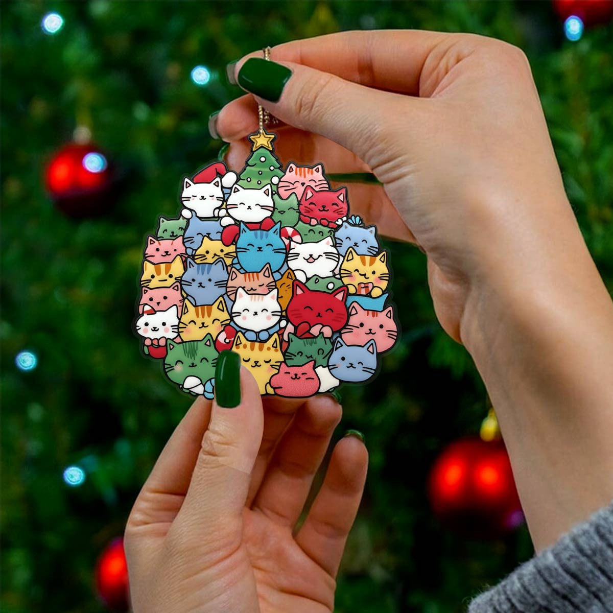Bestchoo 2D Acrylic Ornament Cuteness Overload Cats Christmas