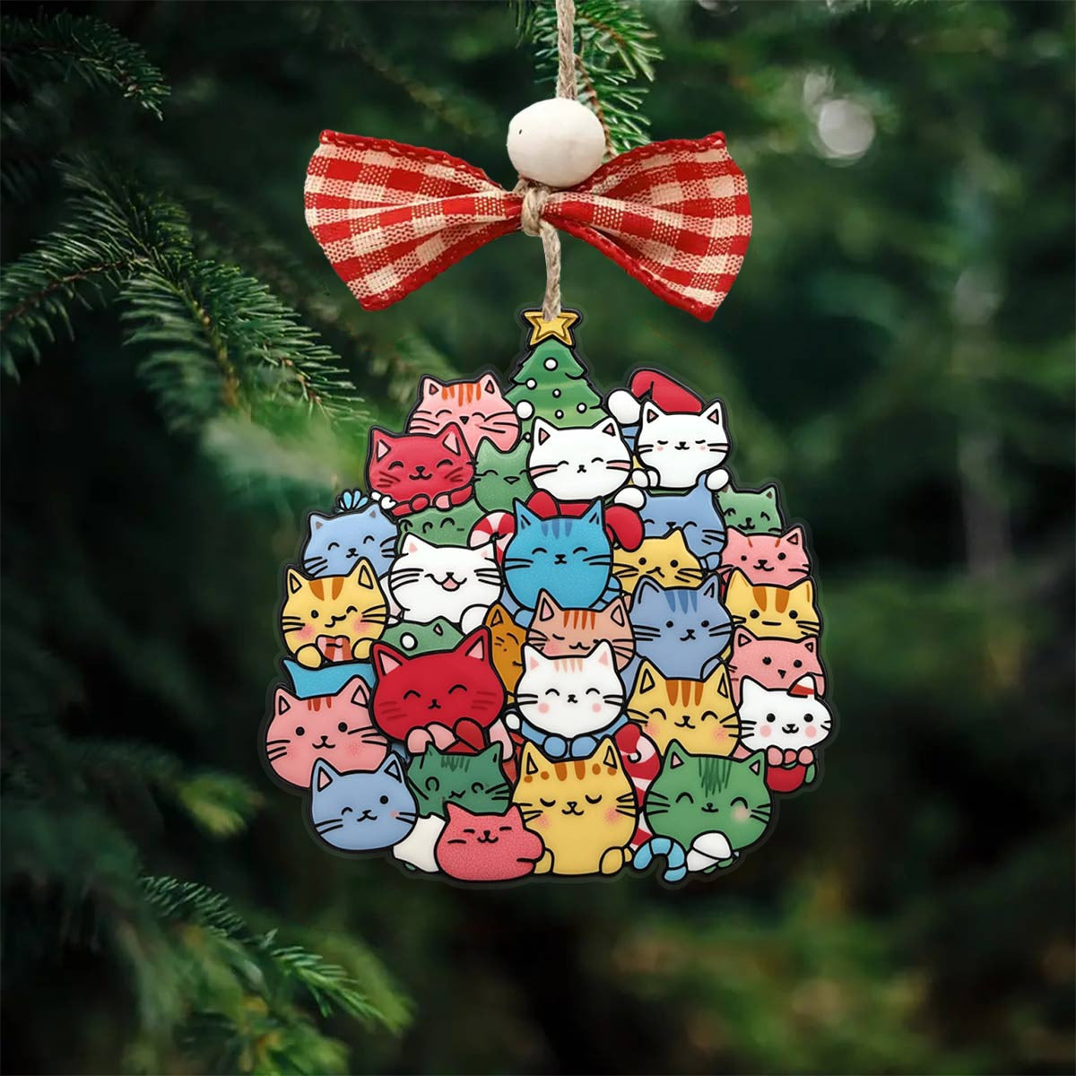 Bestchoo 2D Acrylic Ornament Cuteness Overload Cats Christmas