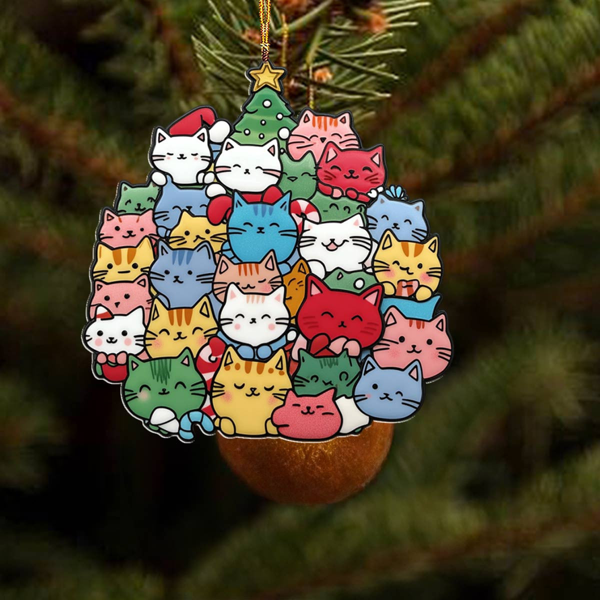 Bestchoo 2D Acrylic Ornament Cuteness Overload Cats Christmas