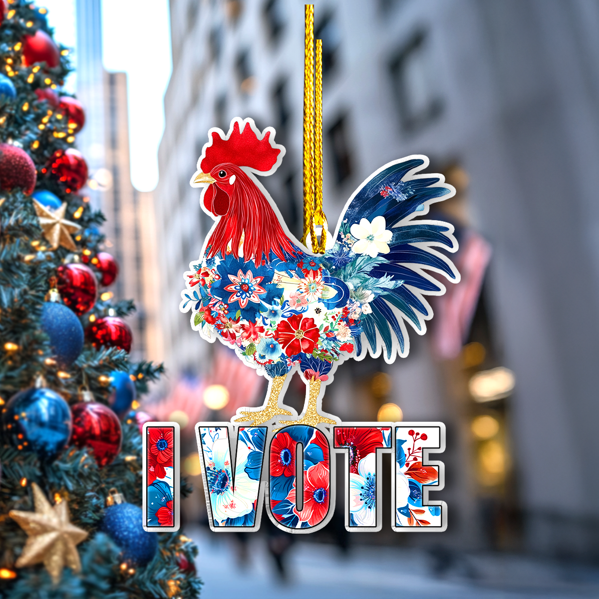 Bestchoo Personalized 2D Acrylic Ornament America Rooster