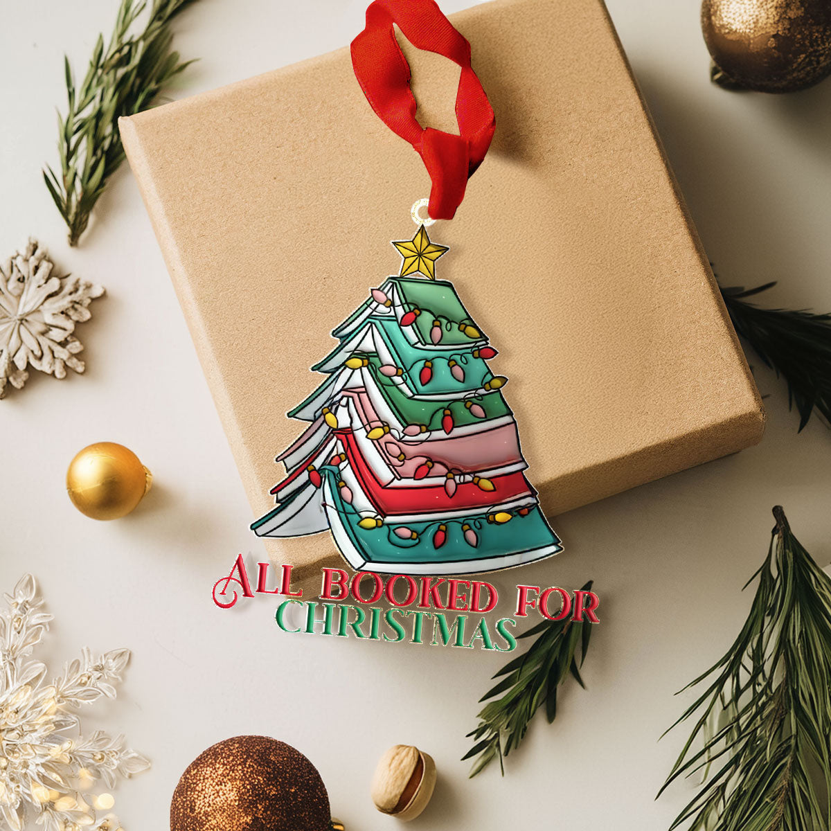 Bestchoo 2D Acrylic Ornament - All Booked for Christmas