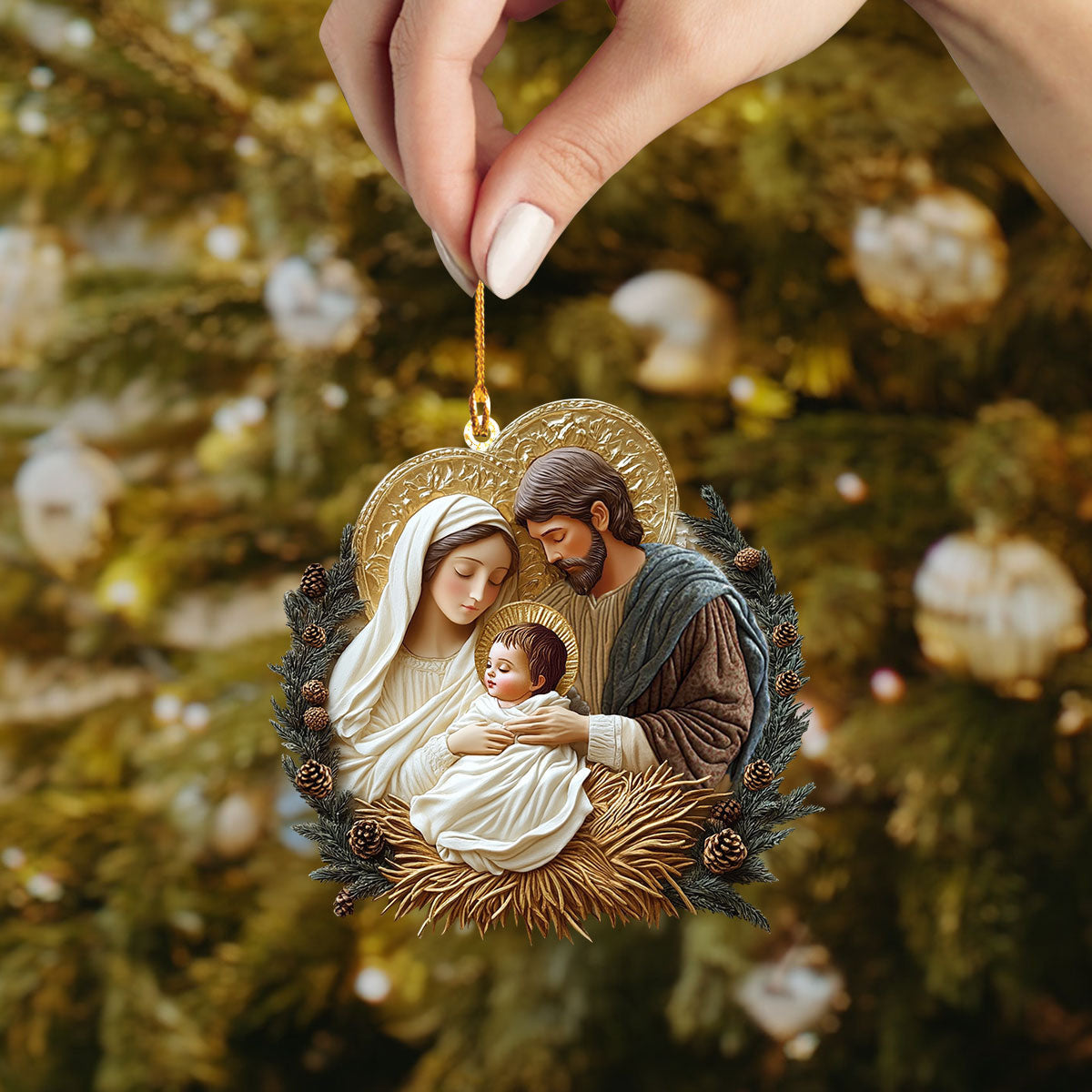 Bestchoo 2D Acrylic Ornament - Sacred Family Embrace