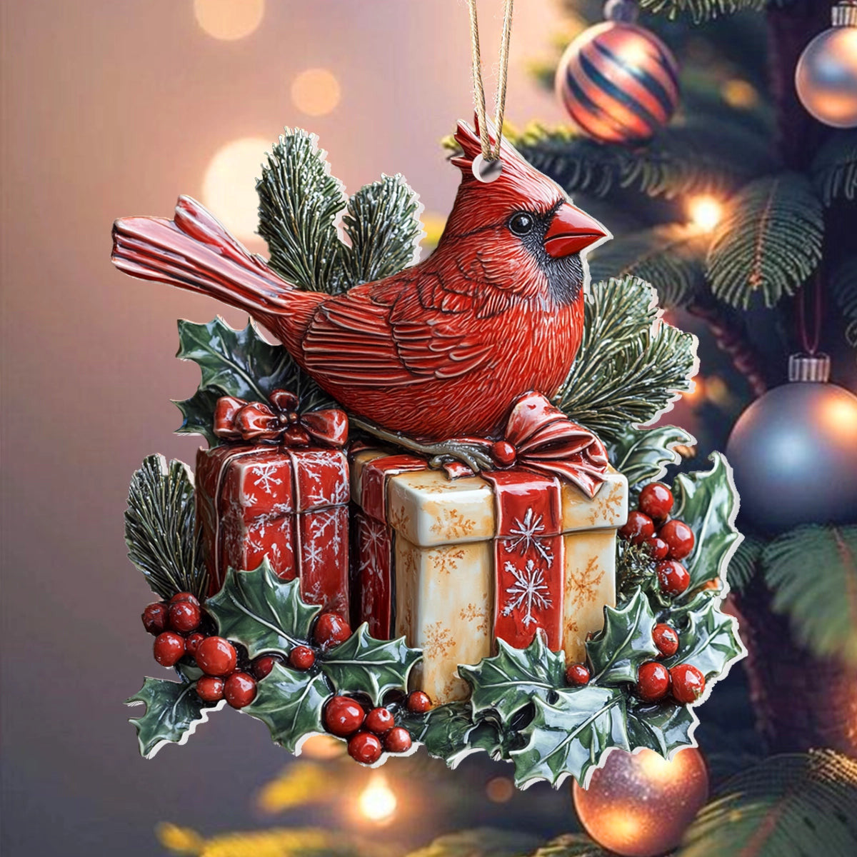 Bestchoo 2D Acrylic Ornament - Cardinal Holiday Whispers
