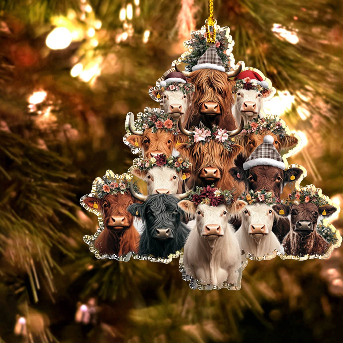Bestchoo 2D Acrylic Ornament Merry Christmas Cows