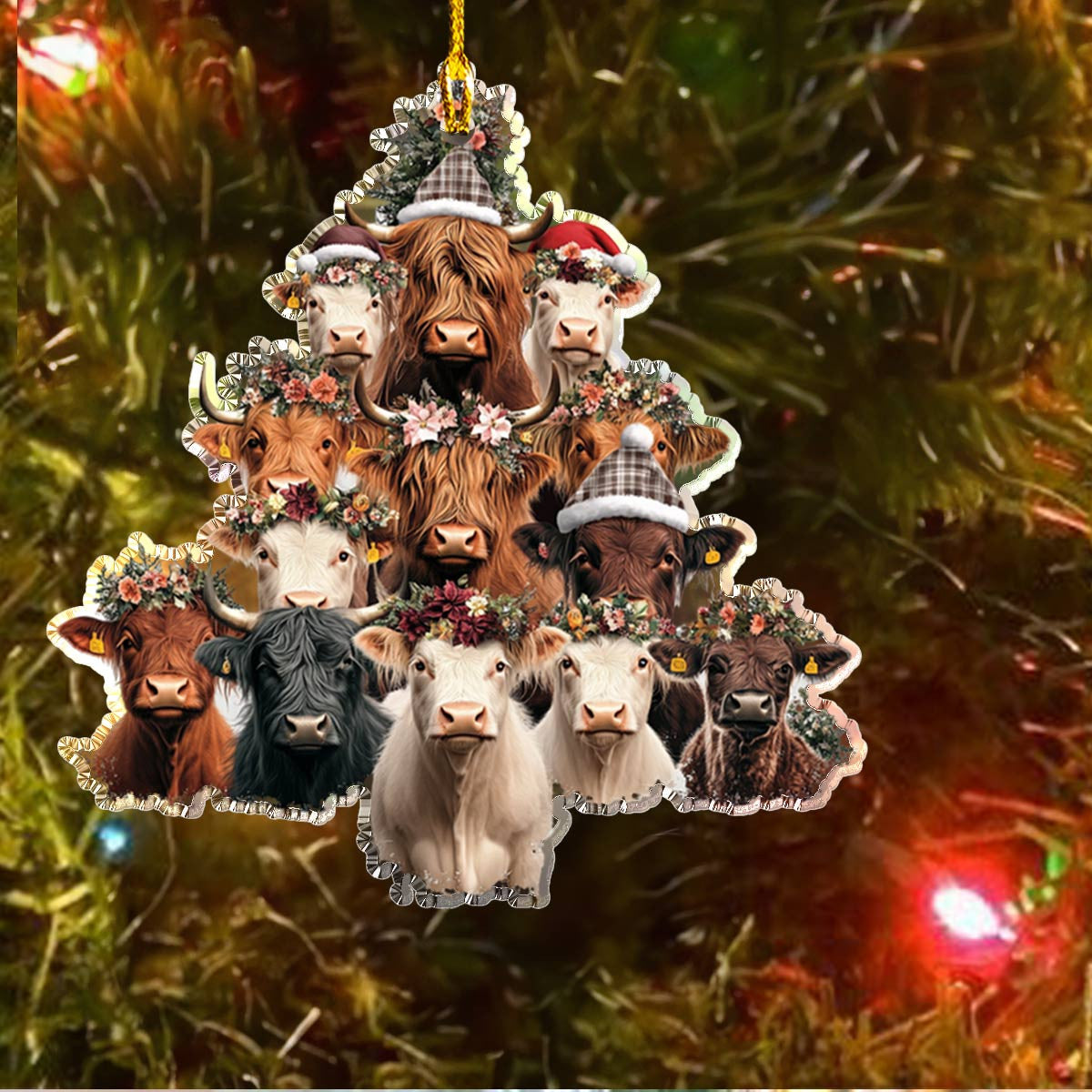 Bestchoo 2D Acrylic Ornament Merry Christmas Cows