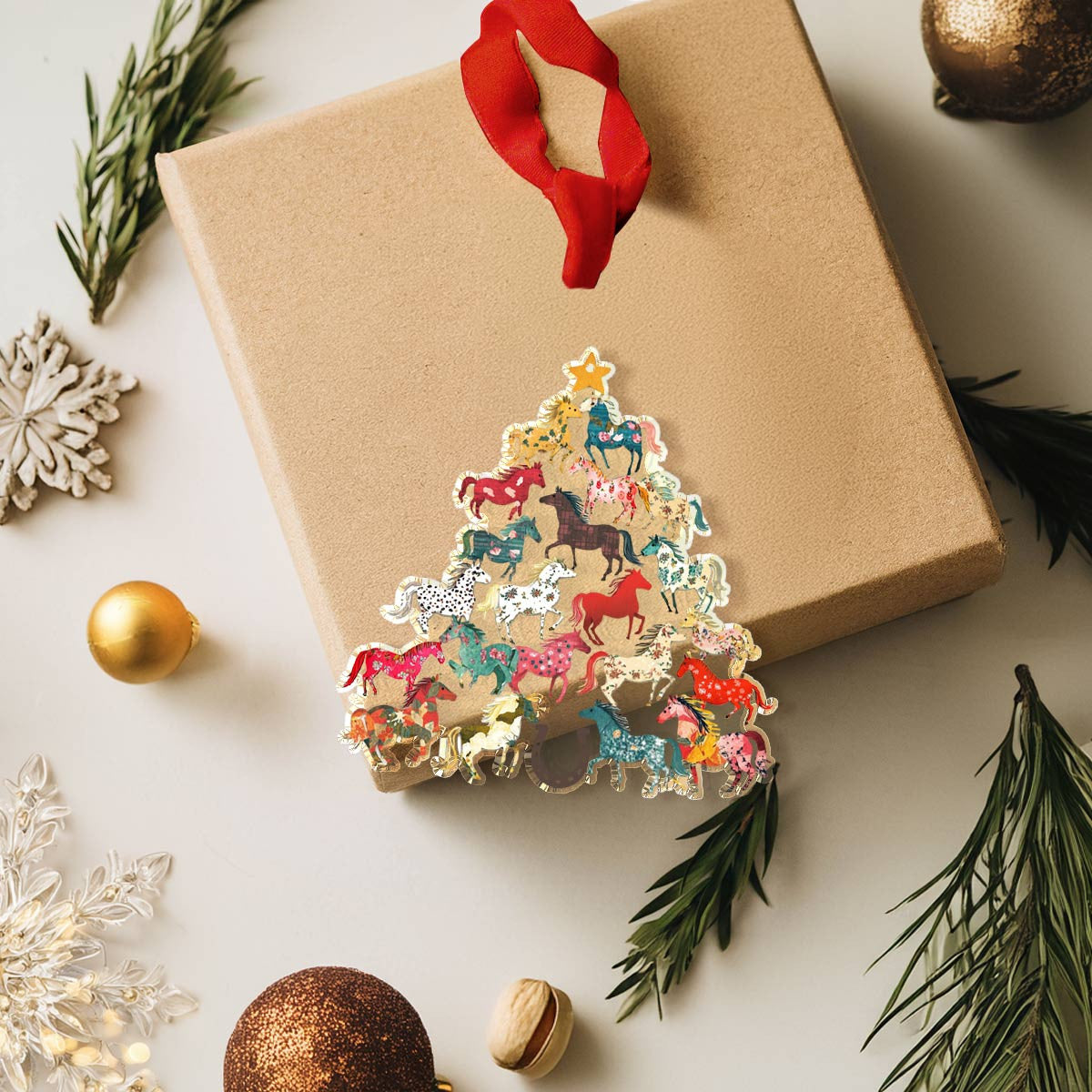 Bestchoo 2D Acrylic Ornament Charming Floral horses