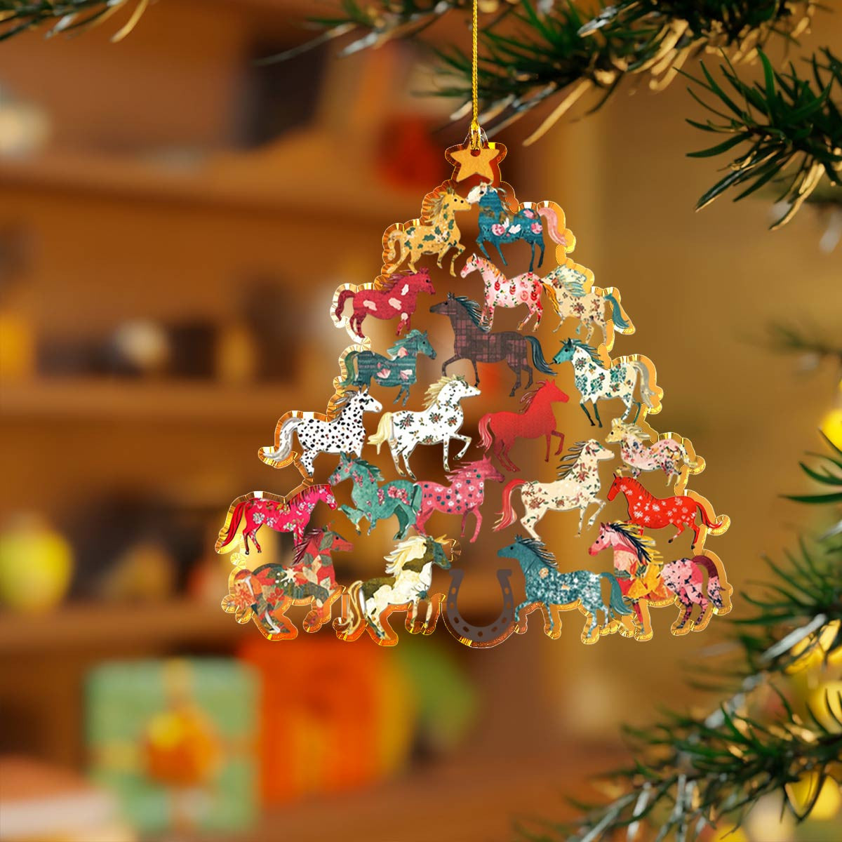 Bestchoo 2D Acrylic Ornament Charming Floral horses
