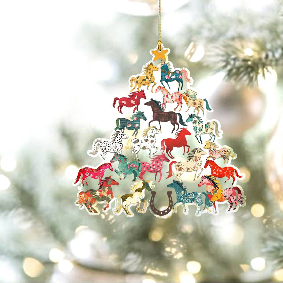 Bestchoo 2D Acrylic Ornament Charming Floral horses