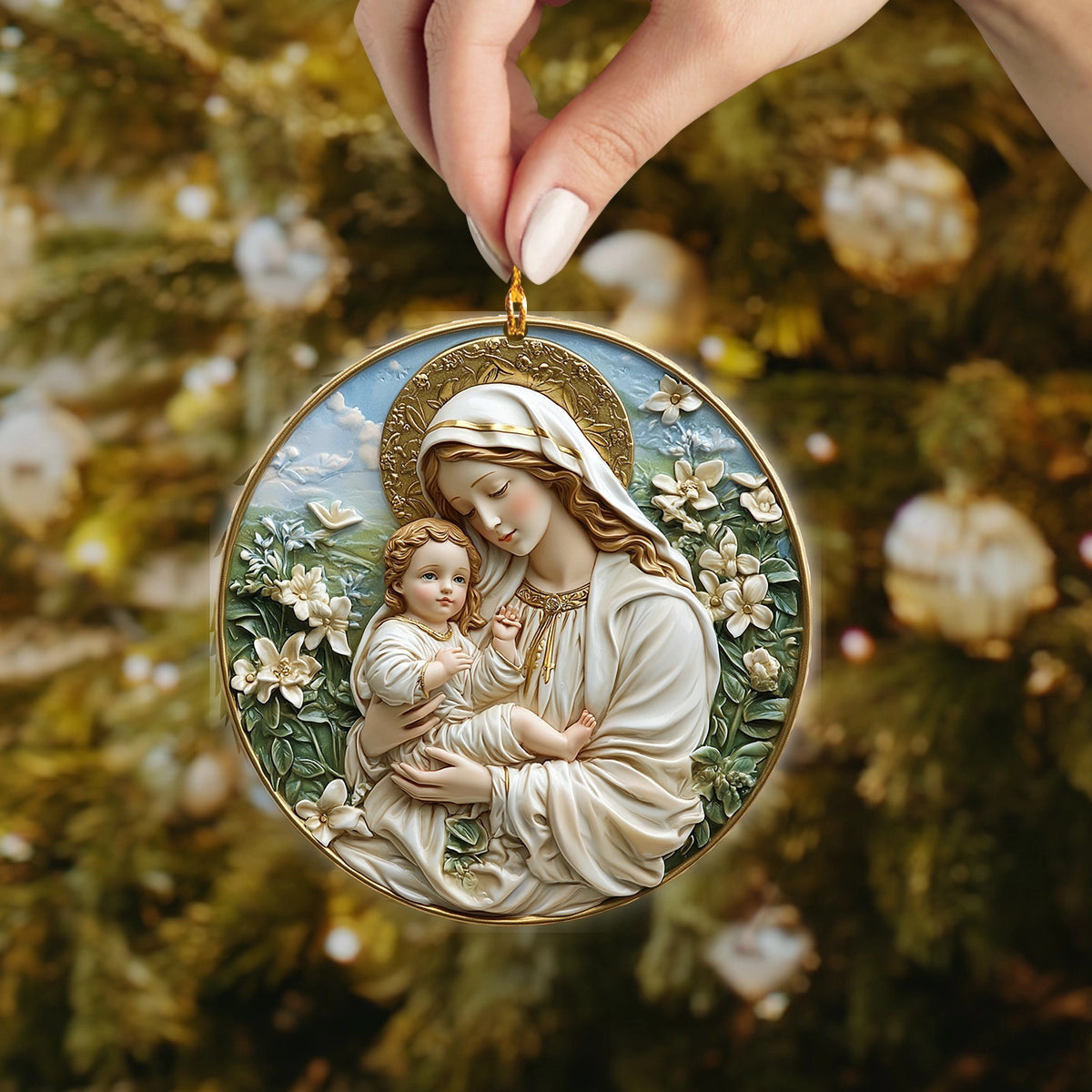Bestchoo 2D Acrylic Ornament Blessed Maternal Grace