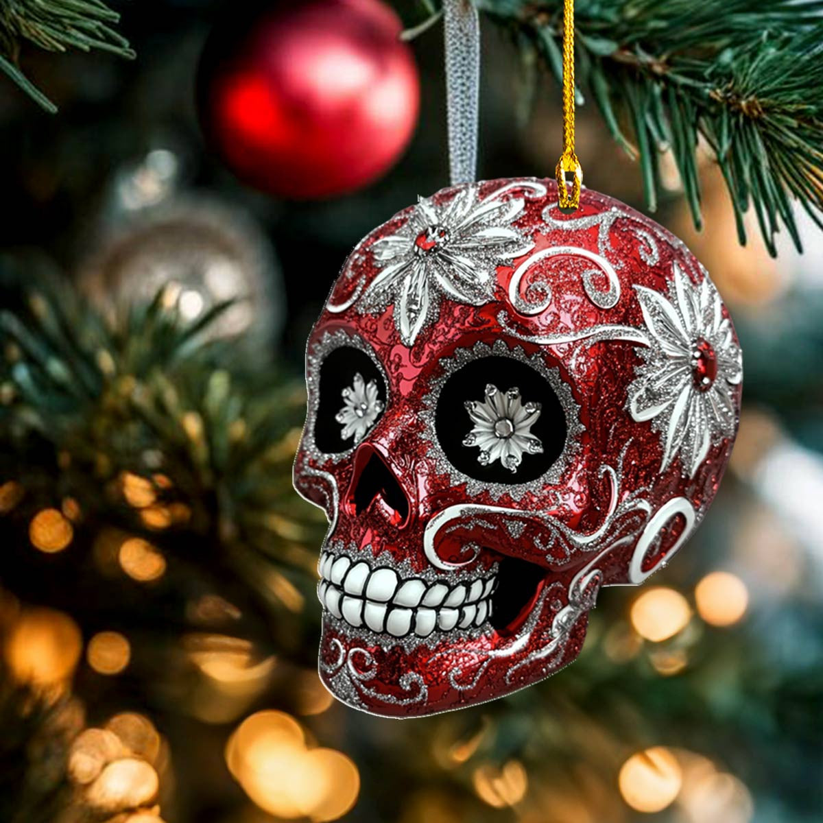 Bestchoo 2D Acrylic Ornament Red Sugar Skull