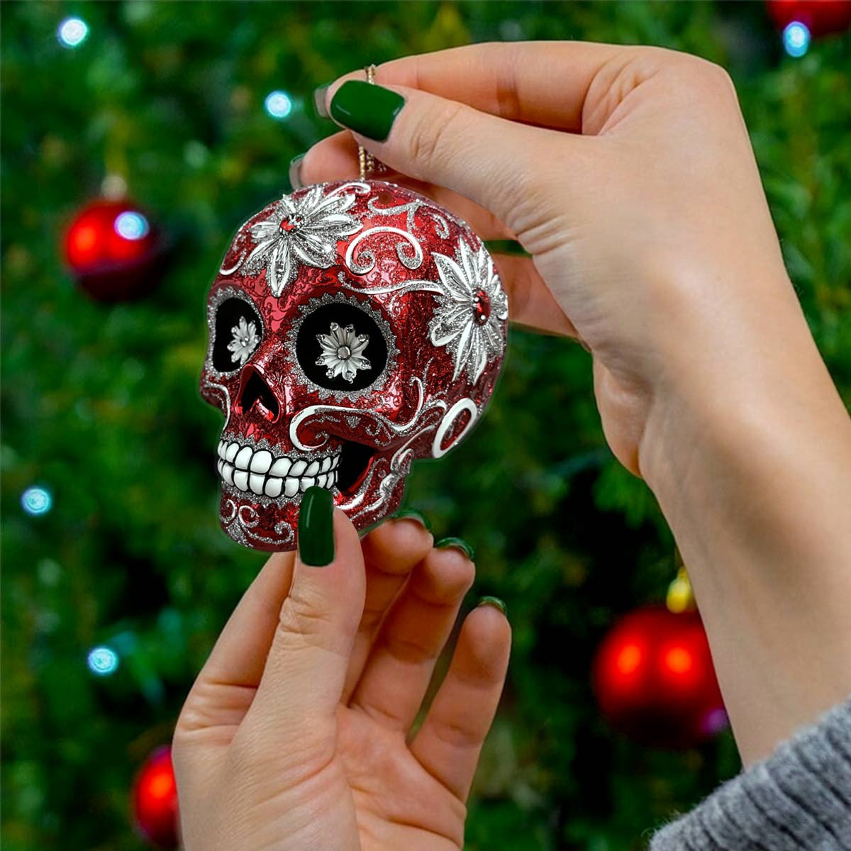 Bestchoo 2D Acrylic Ornament Red Sugar Skull