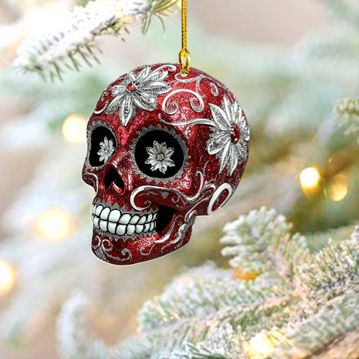 Bestchoo 2D Acrylic Ornament Red Sugar Skull