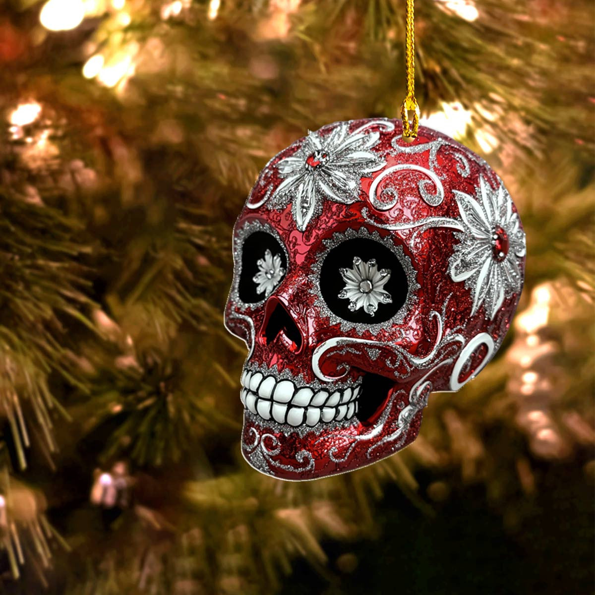 Bestchoo 2D Acrylic Ornament Red Sugar Skull