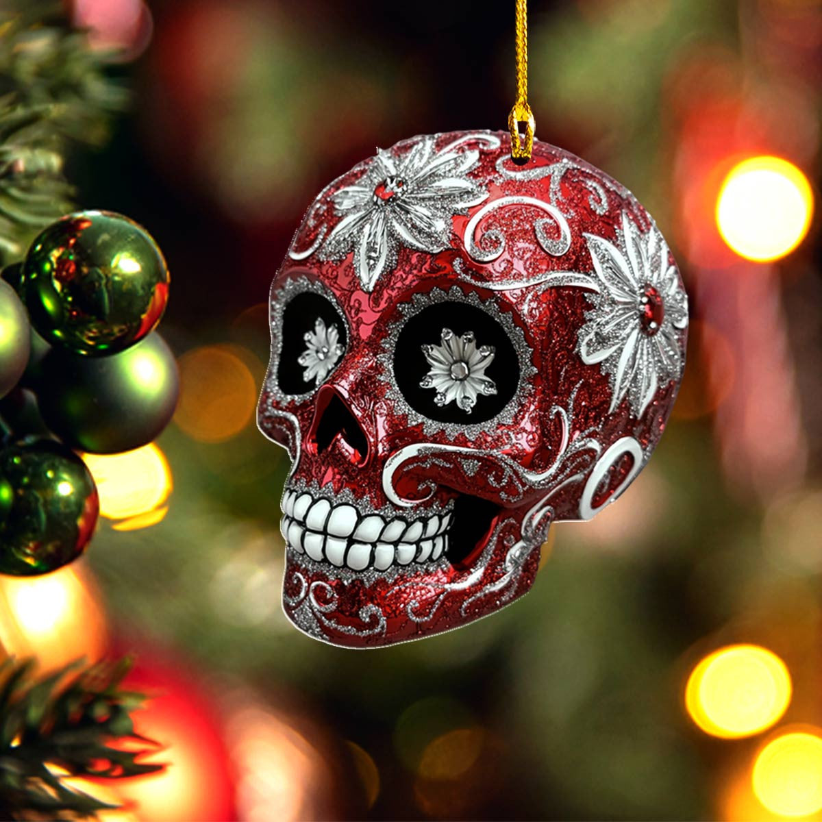 Bestchoo 2D Acrylic Ornament Red Sugar Skull