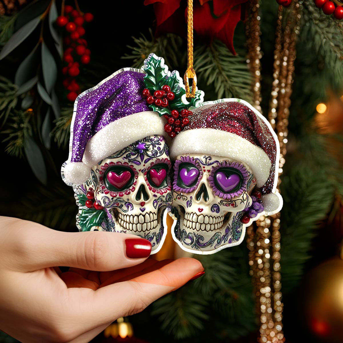 Bestchoo 2D Acrylic Ornament Gorgeous Purple Christmas Sugar Skulls Love