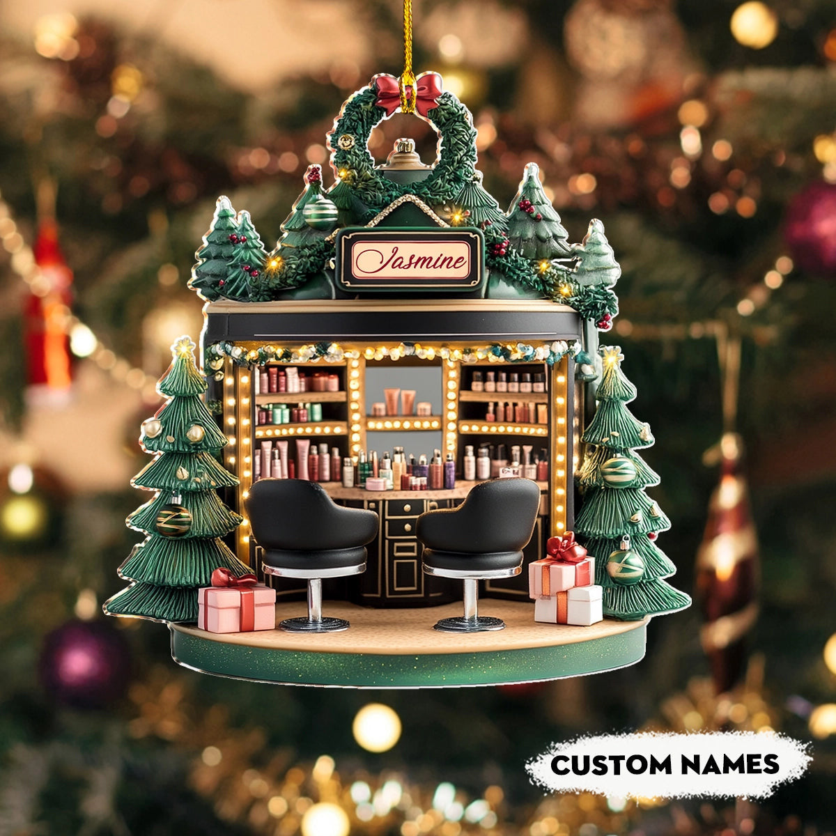 Bestchoo 2D Acrylic Ornament Personalized Holiday Beauty Haven