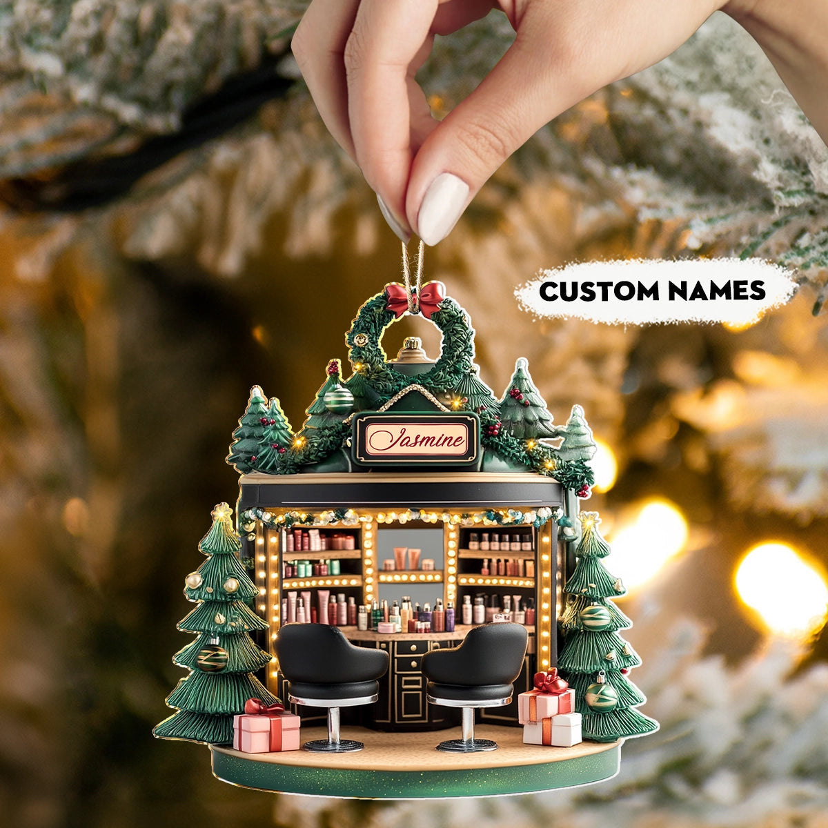 Bestchoo 2D Acrylic Ornament Personalized Holiday Beauty Haven