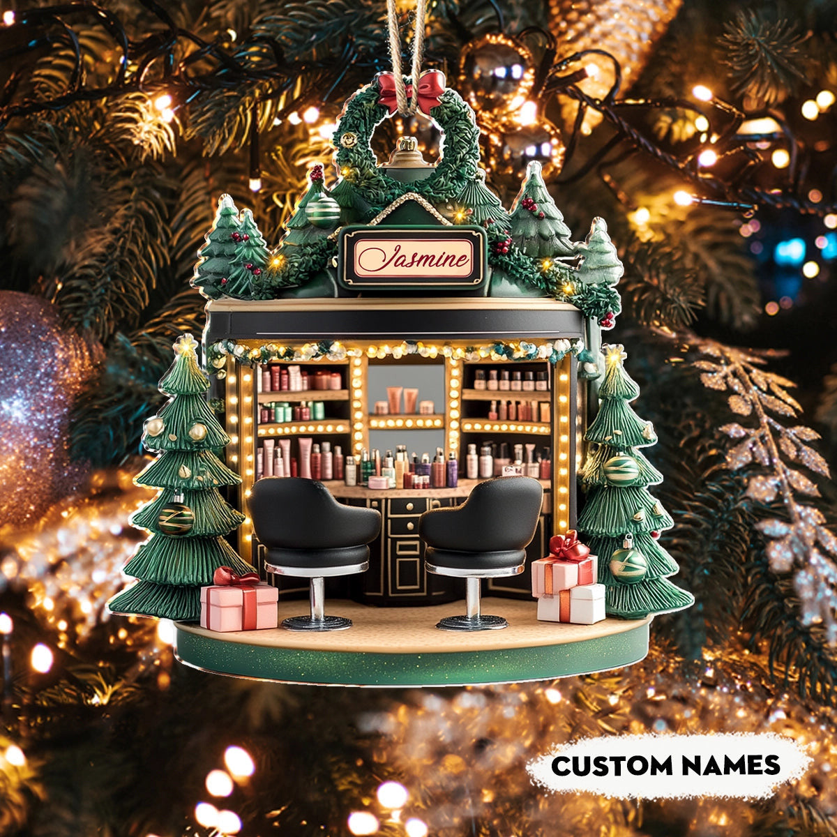 Bestchoo 2D Acrylic Ornament Personalized Holiday Beauty Haven