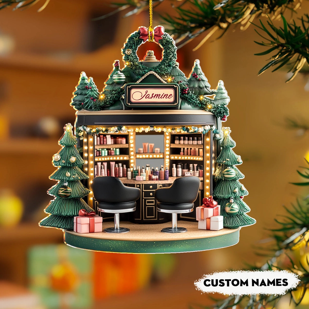 Bestchoo 2D Acrylic Ornament Personalized Holiday Beauty Haven