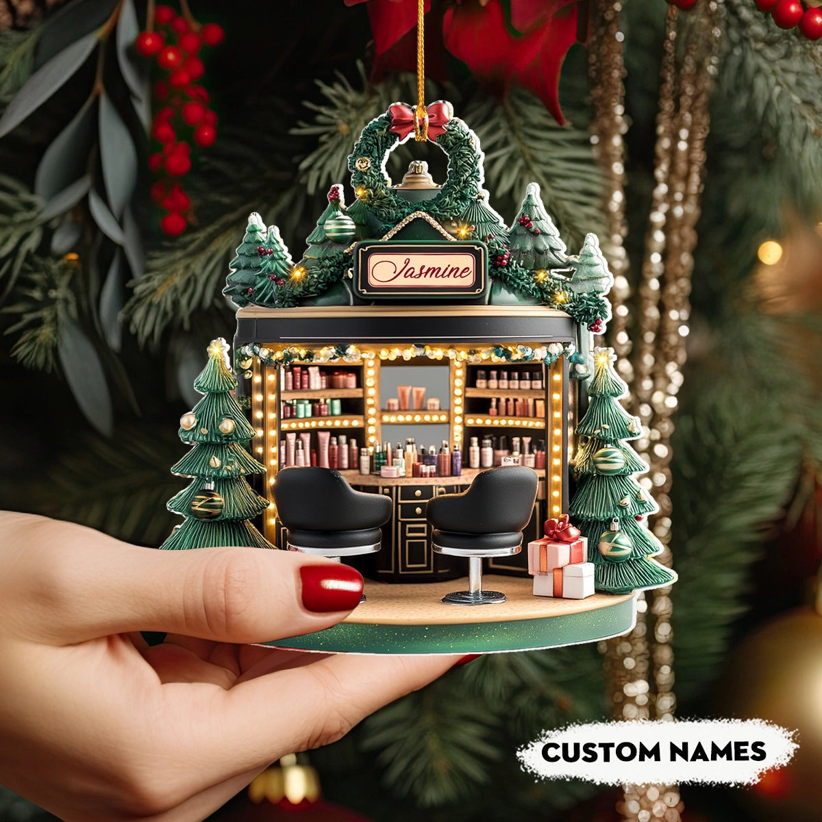 Bestchoo 2D Acrylic Ornament Personalized Holiday Beauty Haven