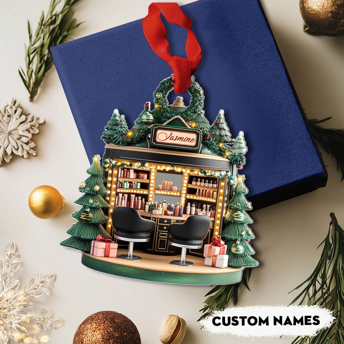 Bestchoo 2D Acrylic Ornament Personalized Holiday Beauty Haven