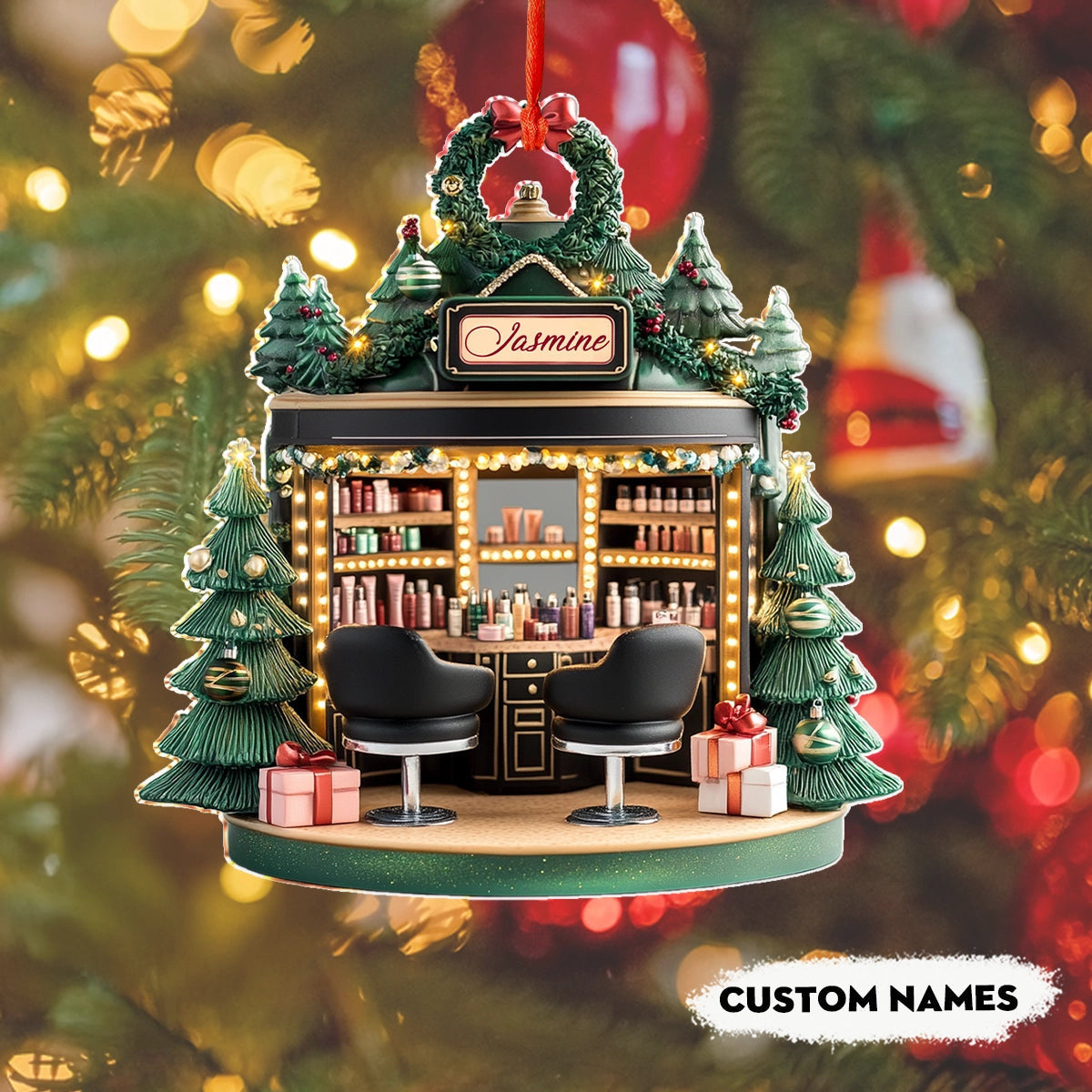 Bestchoo 2D Acrylic Ornament Personalized Holiday Beauty Haven
