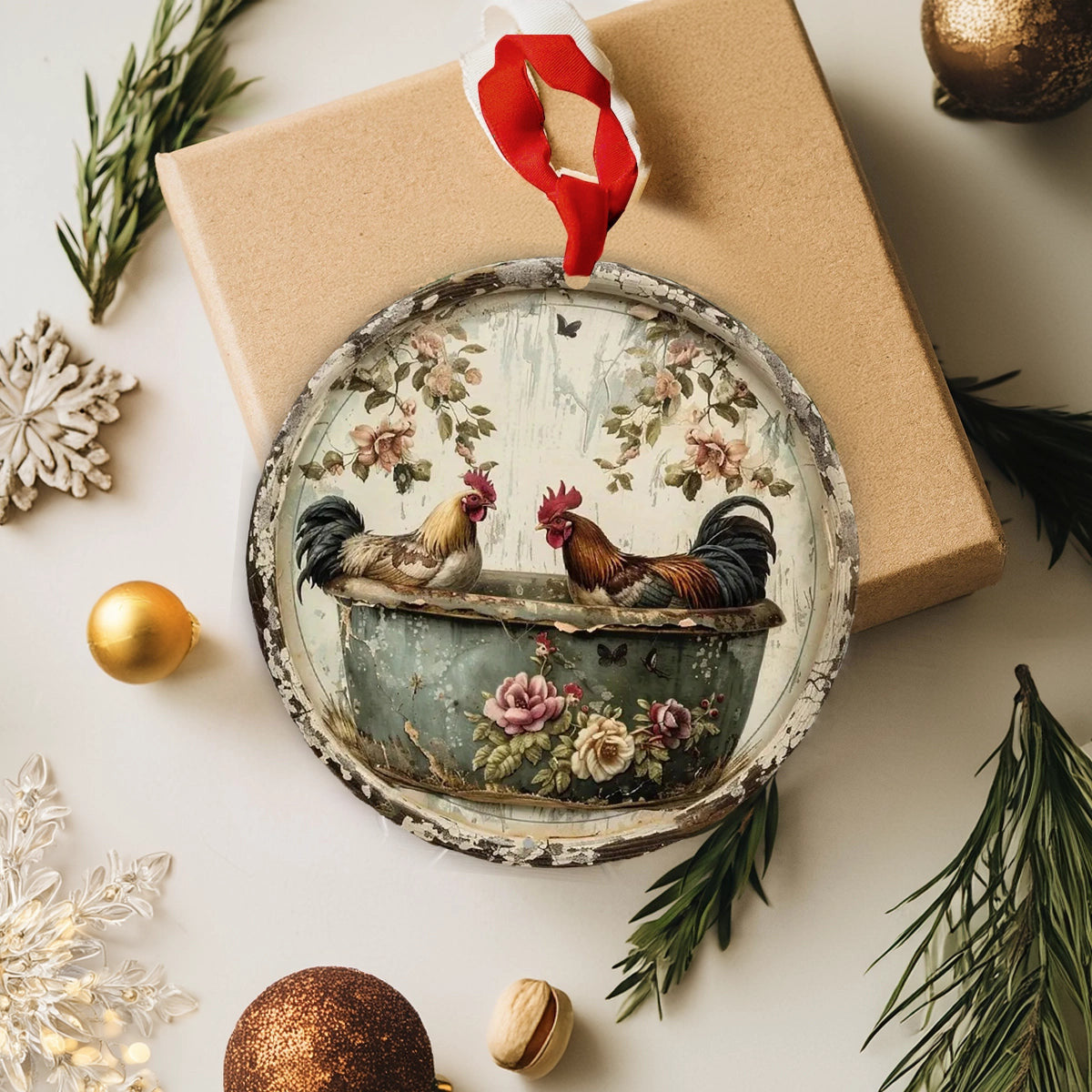 Bestchoo 2D Acrylic Ornament Rustic Farmhouse Couple