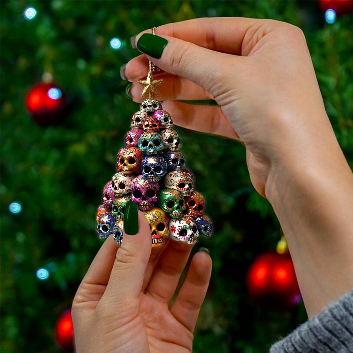 Bestchoo 2D Acrylic Ornament Gorgeous Skulls Christmas Tree Lovely