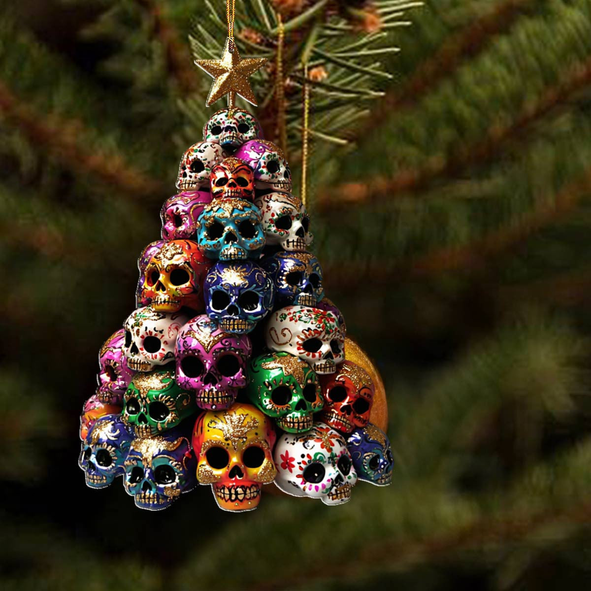 Bestchoo 2D Acrylic Ornament Gorgeous Skulls Christmas Tree Lovely