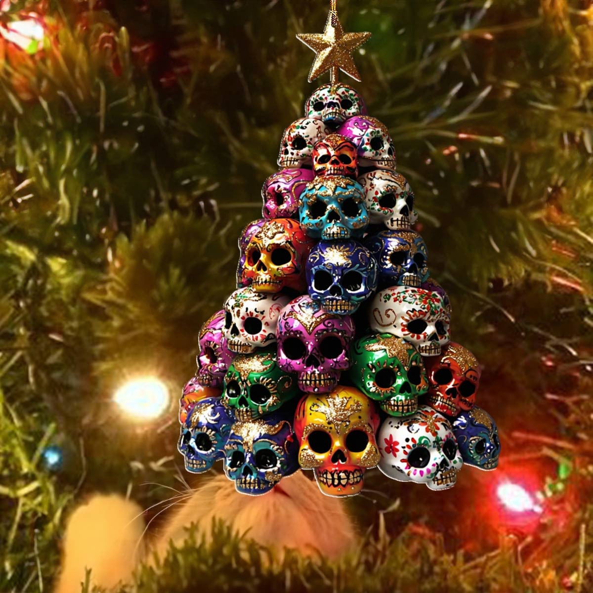 Bestchoo 2D Acrylic Ornament Gorgeous Skulls Christmas Tree Lovely