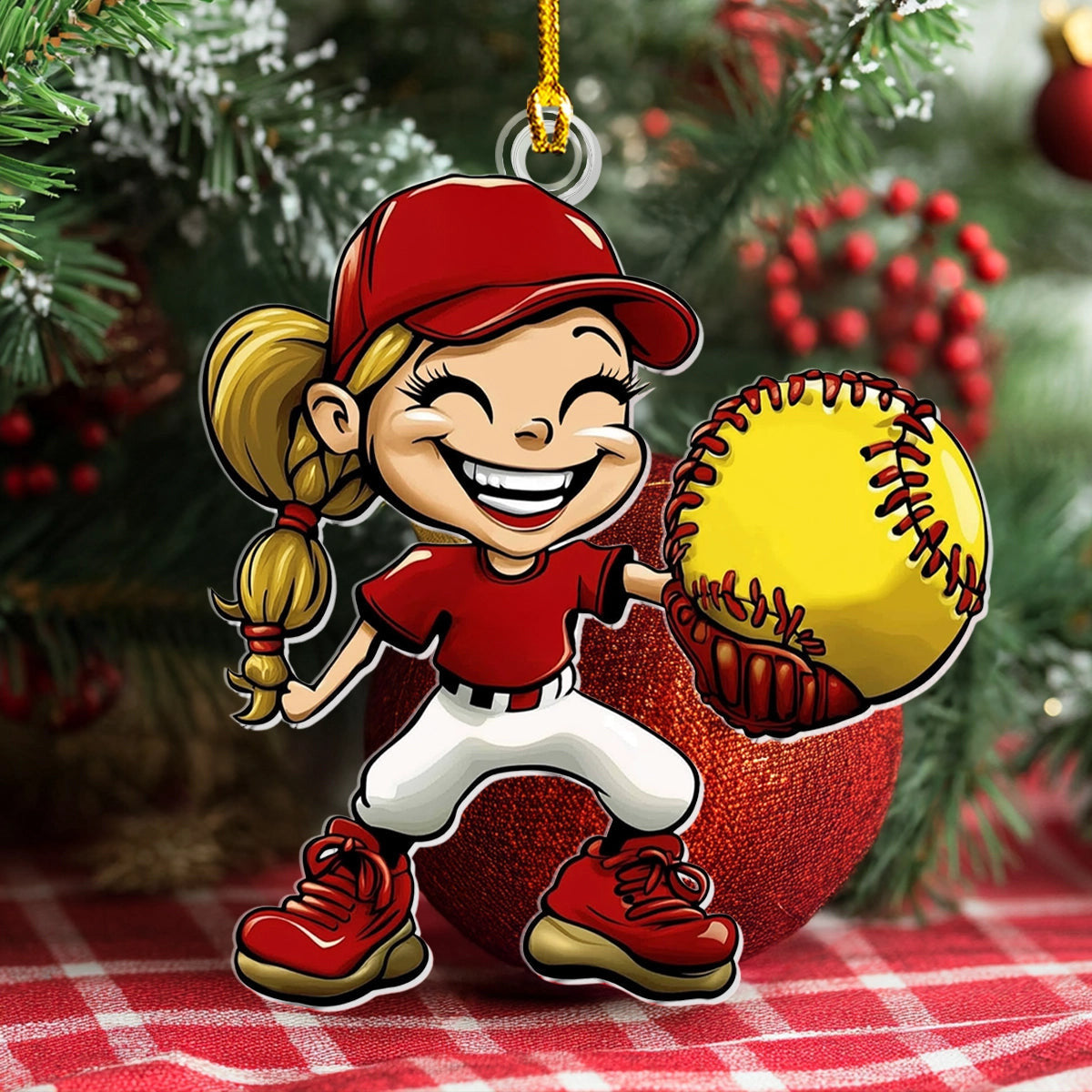 Bestchoo 2D Acrylic Ornament - Softball Superstar Spark