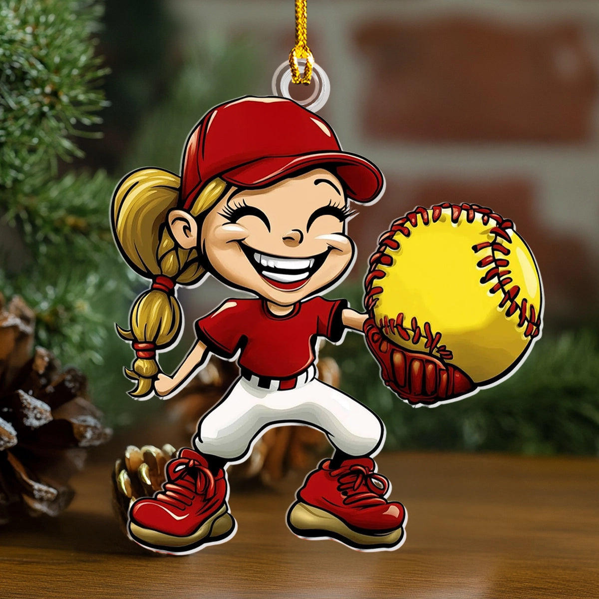 Bestchoo 2D Acrylic Ornament - Softball Superstar Spark