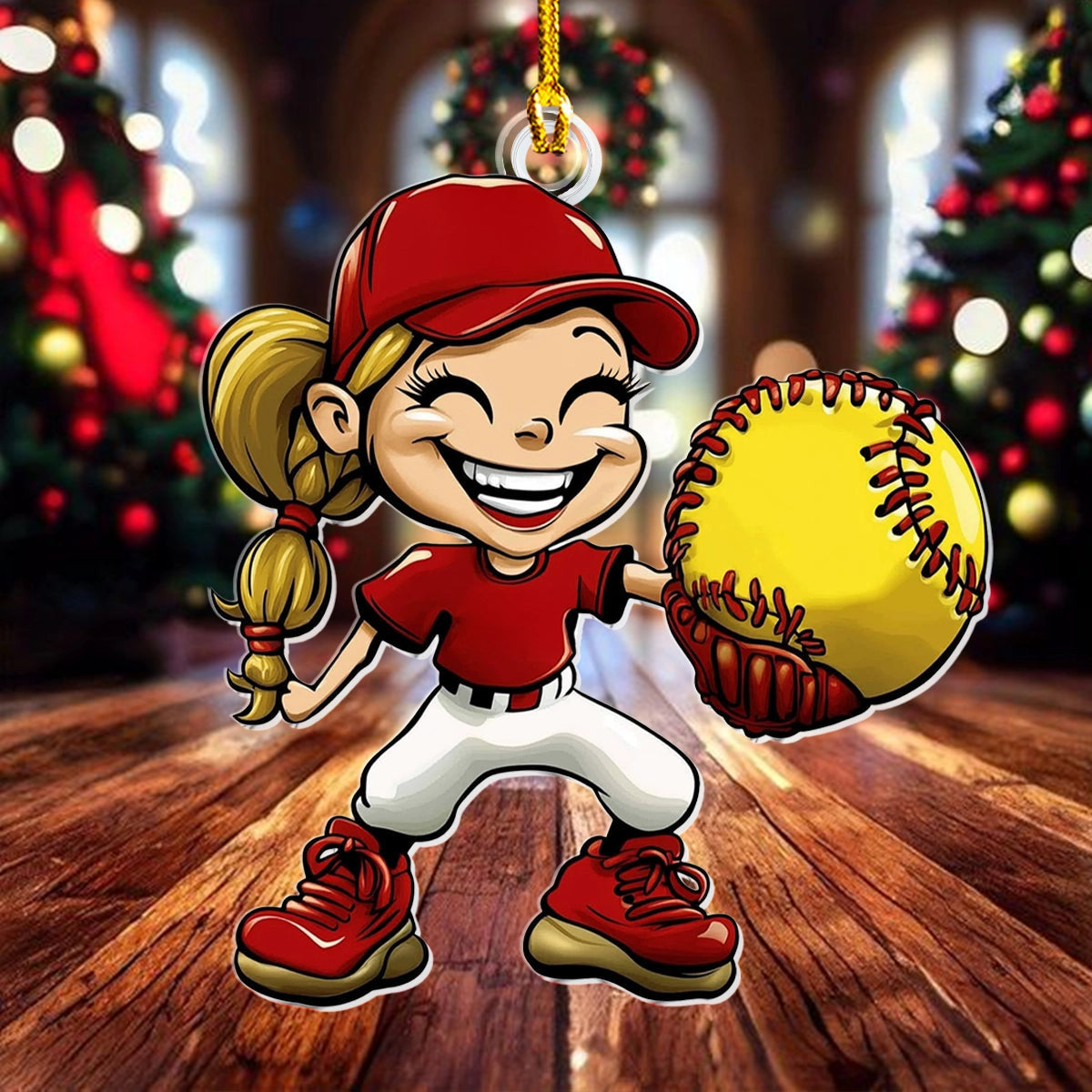 Bestchoo 2D Acrylic Ornament - Softball Superstar Spark