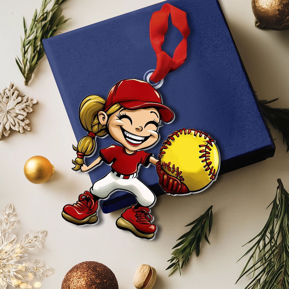 Bestchoo 2D Acrylic Ornament - Softball Superstar Spark