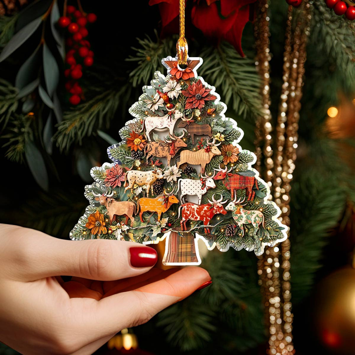 Bestchoo 2D Acrylic Ornament Charming Floral Cows