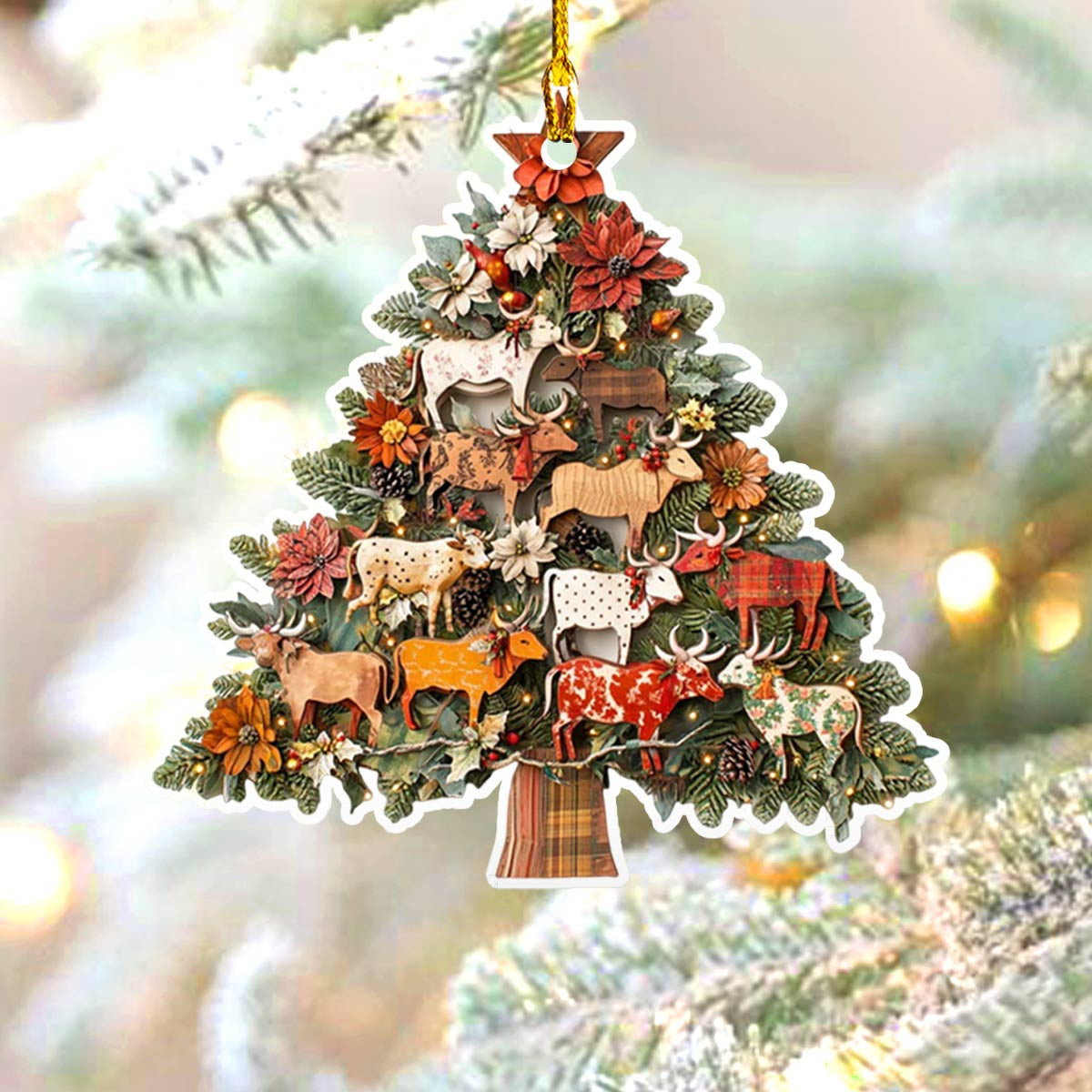 Bestchoo 2D Acrylic Ornament Charming Floral Cows