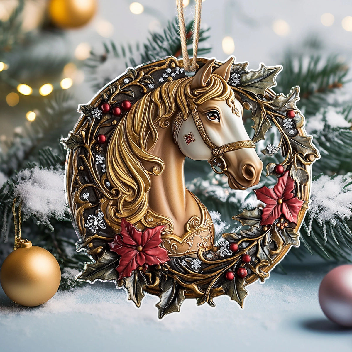 Bestchoo 2D Acrylic Ornament Majestic Holiday Steed
