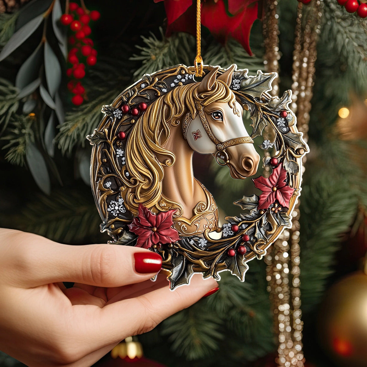 Bestchoo 2D Acrylic Ornament Majestic Holiday Steed